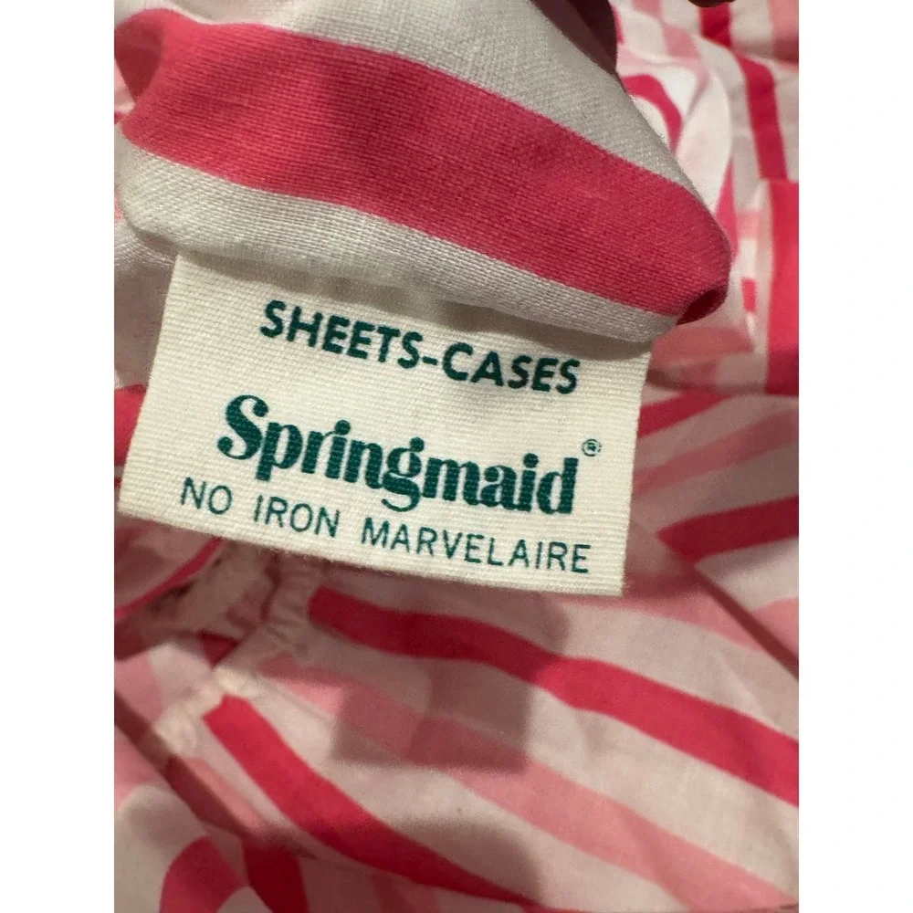 Springmaid Full Fitted Sheet 2 Pillowcases Pink Striped Vintage Striped 90s